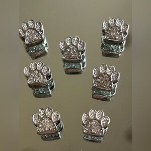 NewDog paw charm bling CZ  stones silver